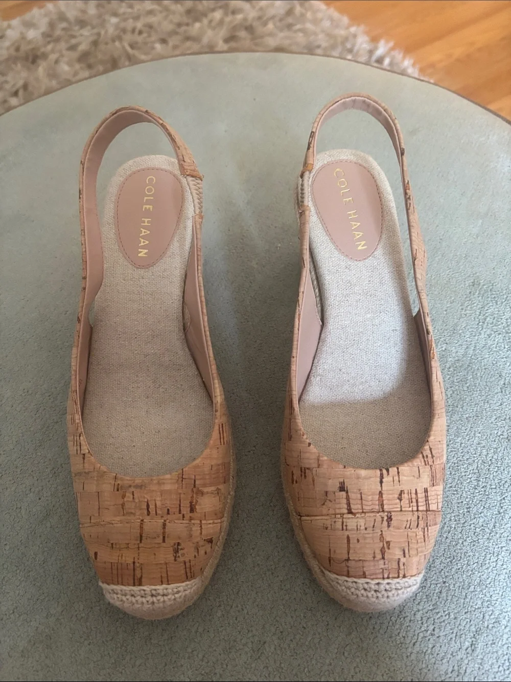 Cole Haan Cork Espadrille Wedge Slingbacks in Natural Tan